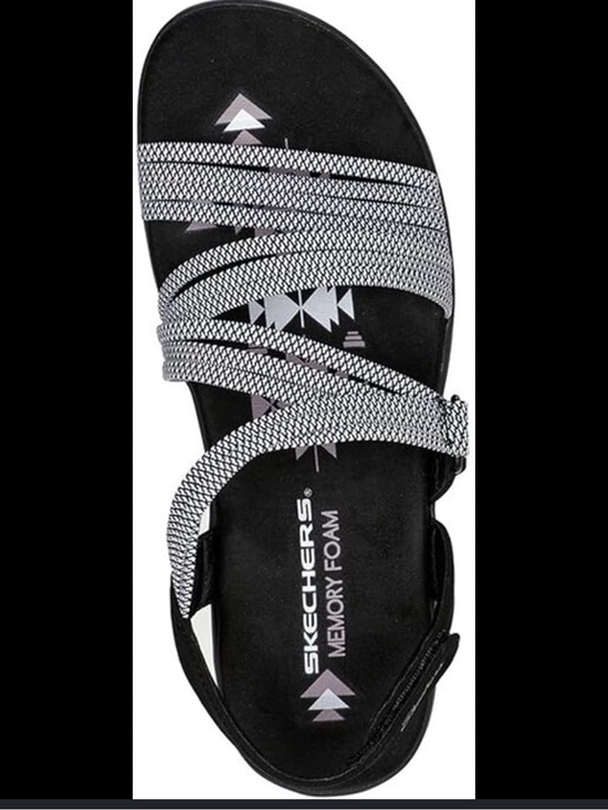 Skechers Shoes - Skechers Women’s Black Sandal with Patterned White Straps